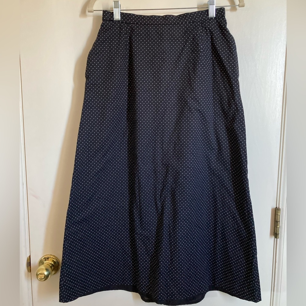 *Pendleton Petite Vintage Black & White Polka Dot Flared Size 6P Maxi Skirt A232